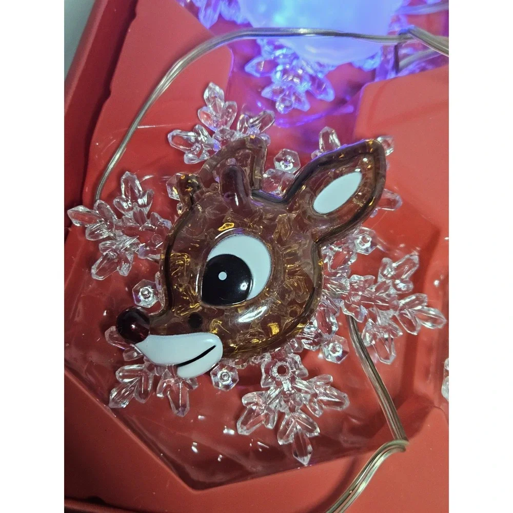 Rudolph Red Nosed Reindeer Musical String Lights 6 Count LED Color Changing